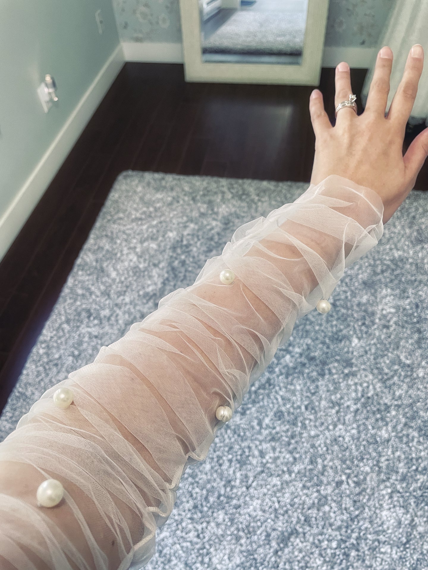 Tulle Pearl Bridal Sleeves image 1