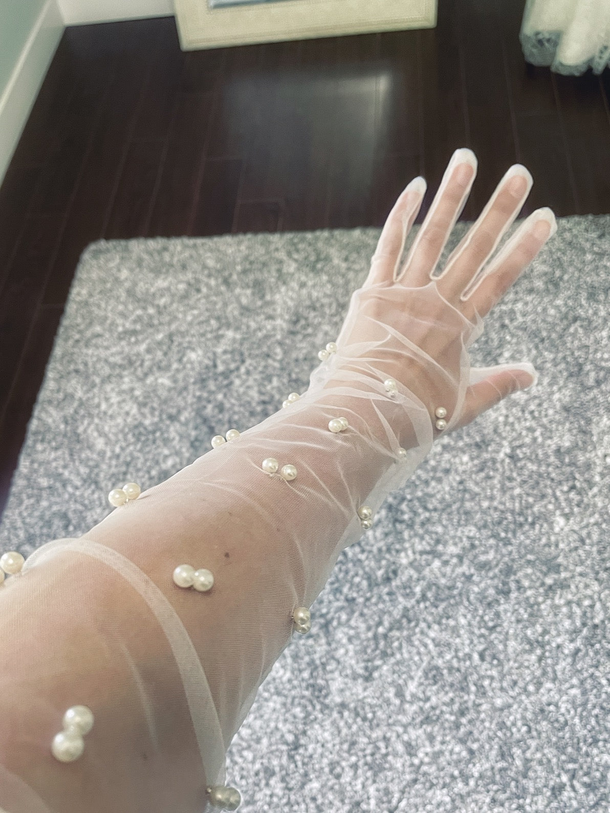 Tulle Pearl Bridal Gloves image 1