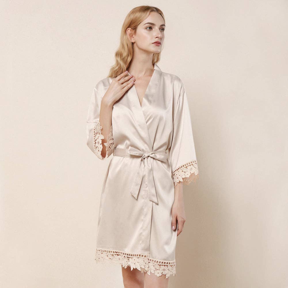 Champagne Satin Lace Robe