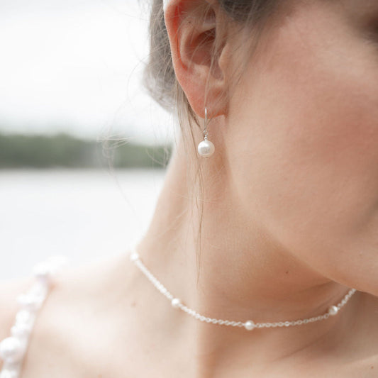 SANDRA Double Strand Pearl Bridal Back Necklace
