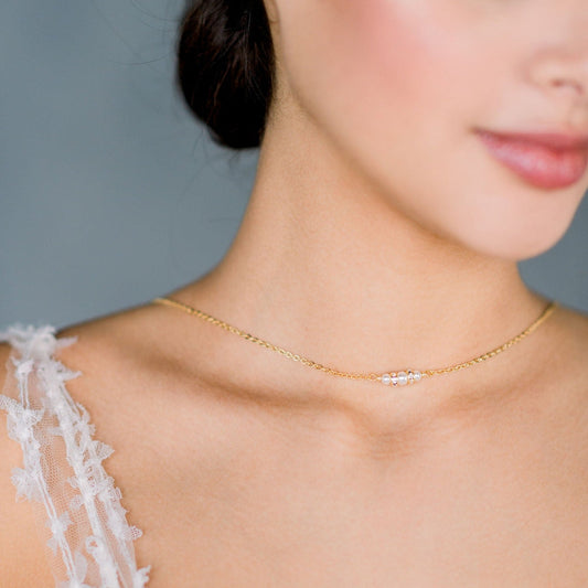 TIFFANIE Pearl & Crystal Draped Back Necklace