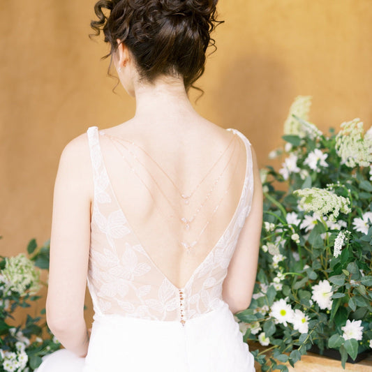 ELLIE Detachable Crystal Pearl Drop Back Jewelry for Wedding Dress