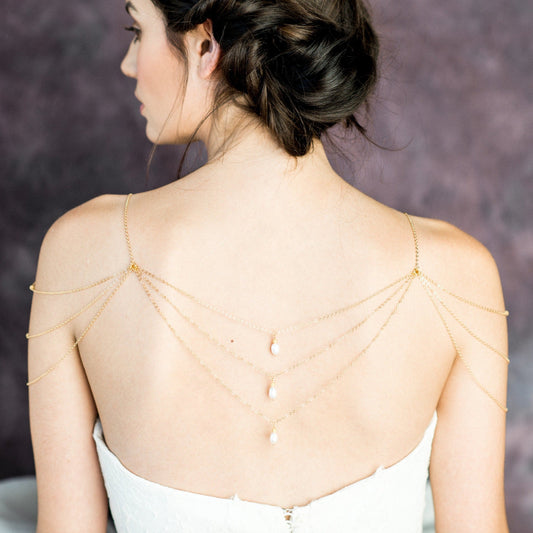 GINESSA Pearl Bridal Shoulder Necklace