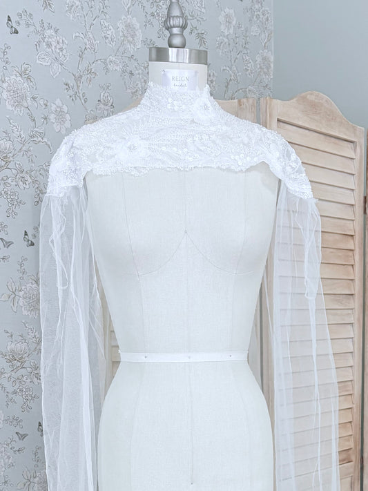 Beaded High Neck Capulet Veil