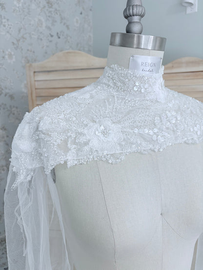 Beaded High Neck Capulet Veil