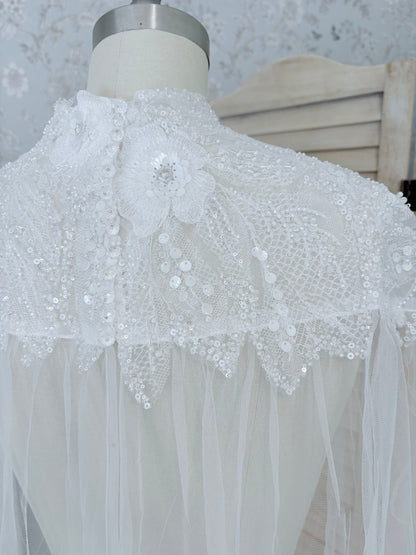 Beaded High Neck Capulet Veil