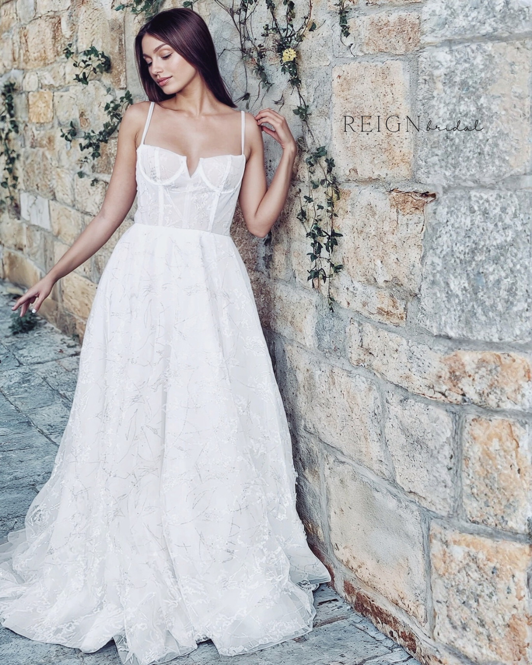 appliqued glitter tulle a-line wedding dress Davinci Bridal 50699 A Line Ballgown 3D Lace Wedding Dress Shimmer Tulle Bridal Gown 8 / Ivory/Ivory