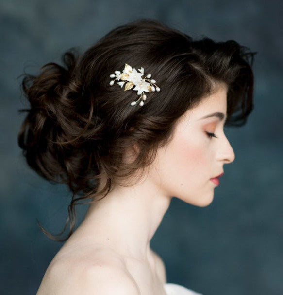 LILA Flower & Pearl Bridal Hair Comb