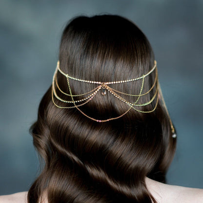 LIZA Draped Crystal Bridal Hair Chain