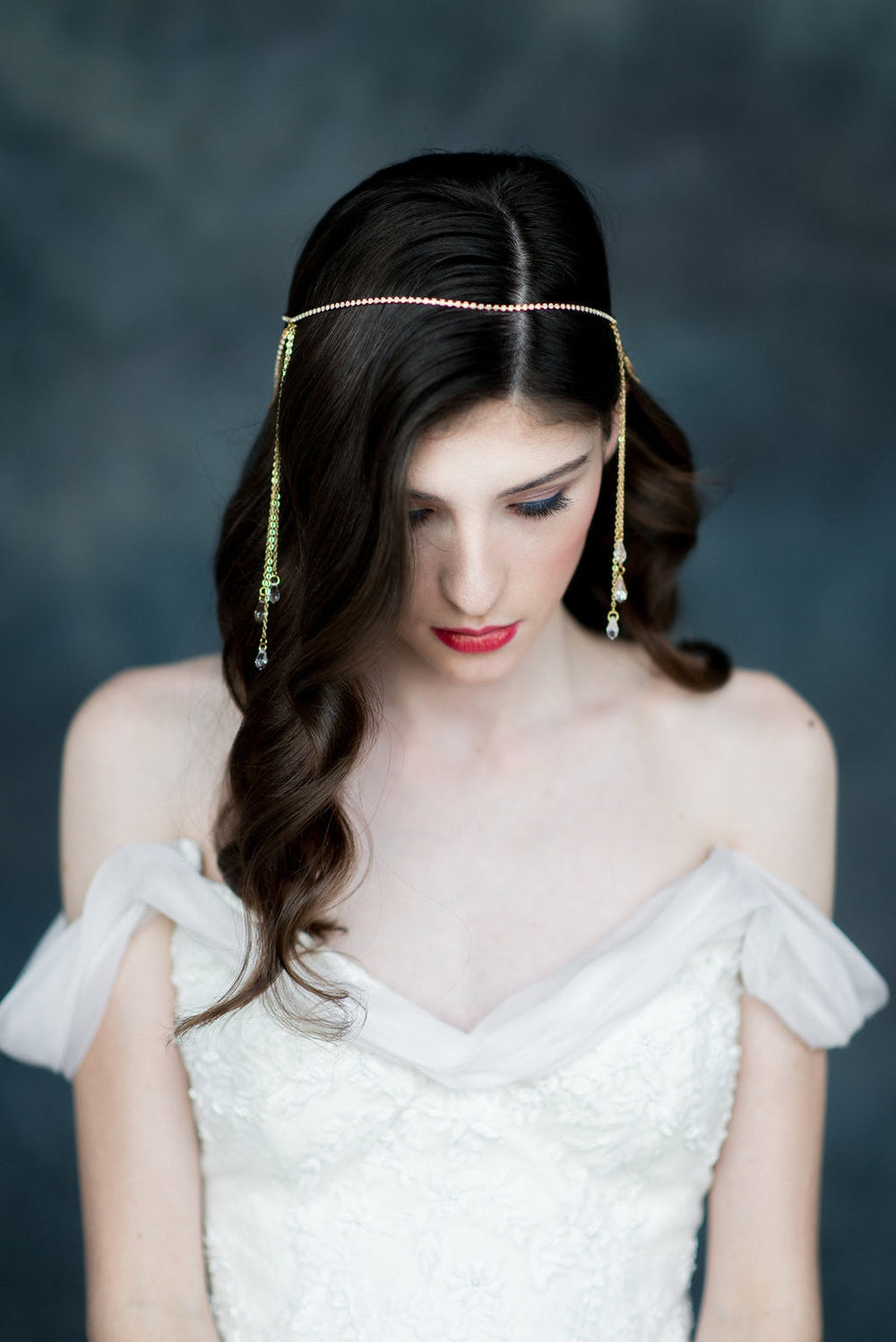 LIZA Draped Crystal Bridal Hair Chain