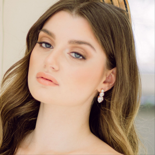 BRAEDYN Pearl Crystal Stud Bridal Earrings