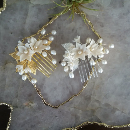 LILA Flower & Pearl Bridal Hair Comb