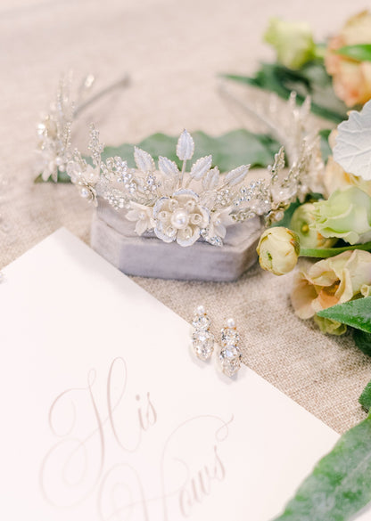 BRAEDYN Pearl Crystal Stud Bridal Earrings