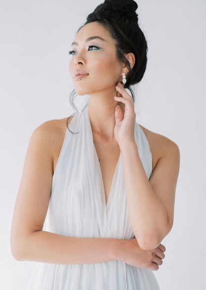 BRAEDYN Pearl Crystal Stud Bridal Earrings