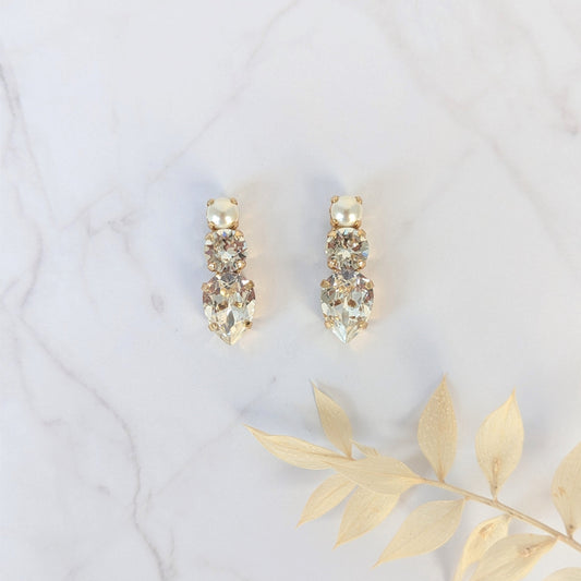 BRAEDYN Pearl Crystal Stud Bridal Earrings
