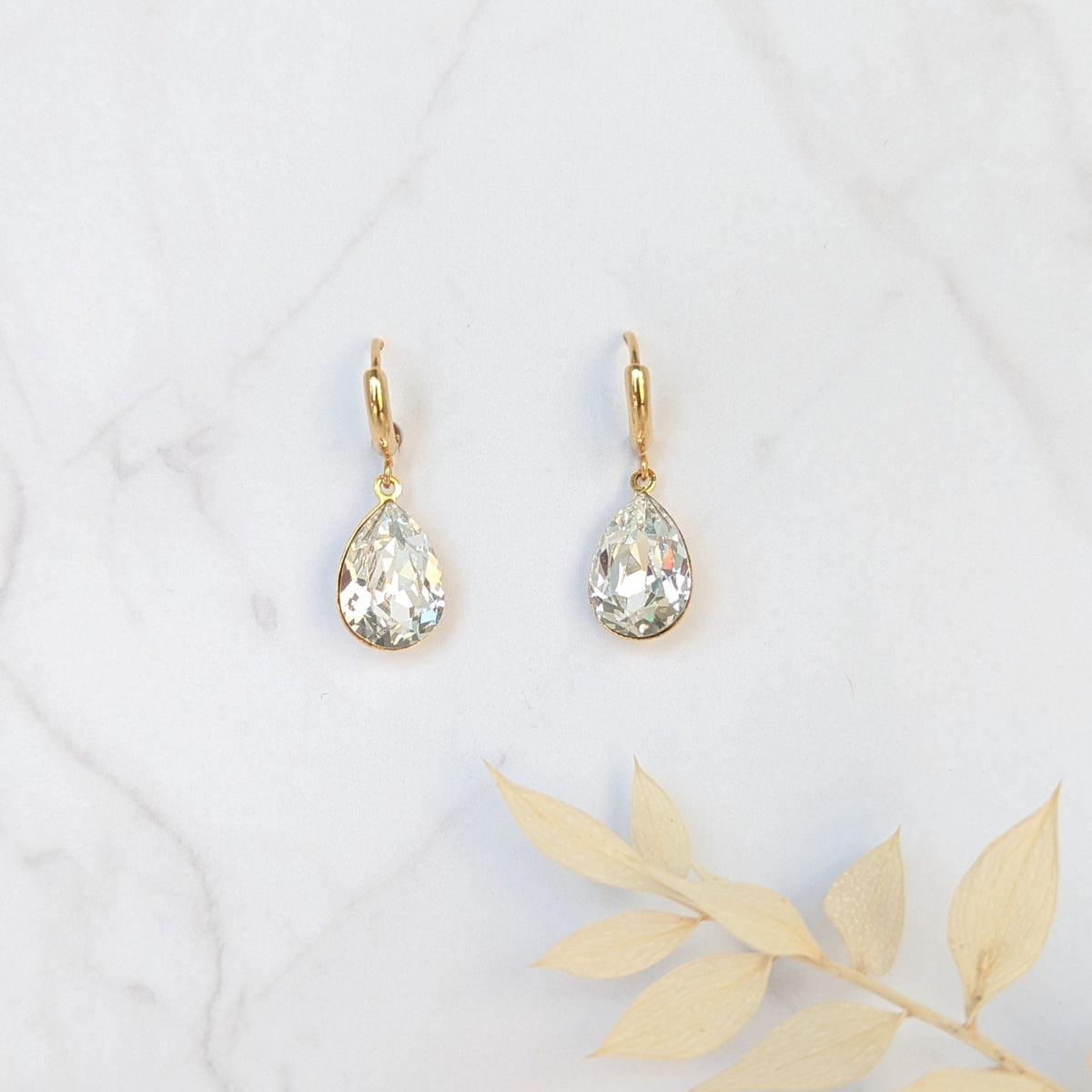 GRACIE Teardrop Crystal Hoop Earrings