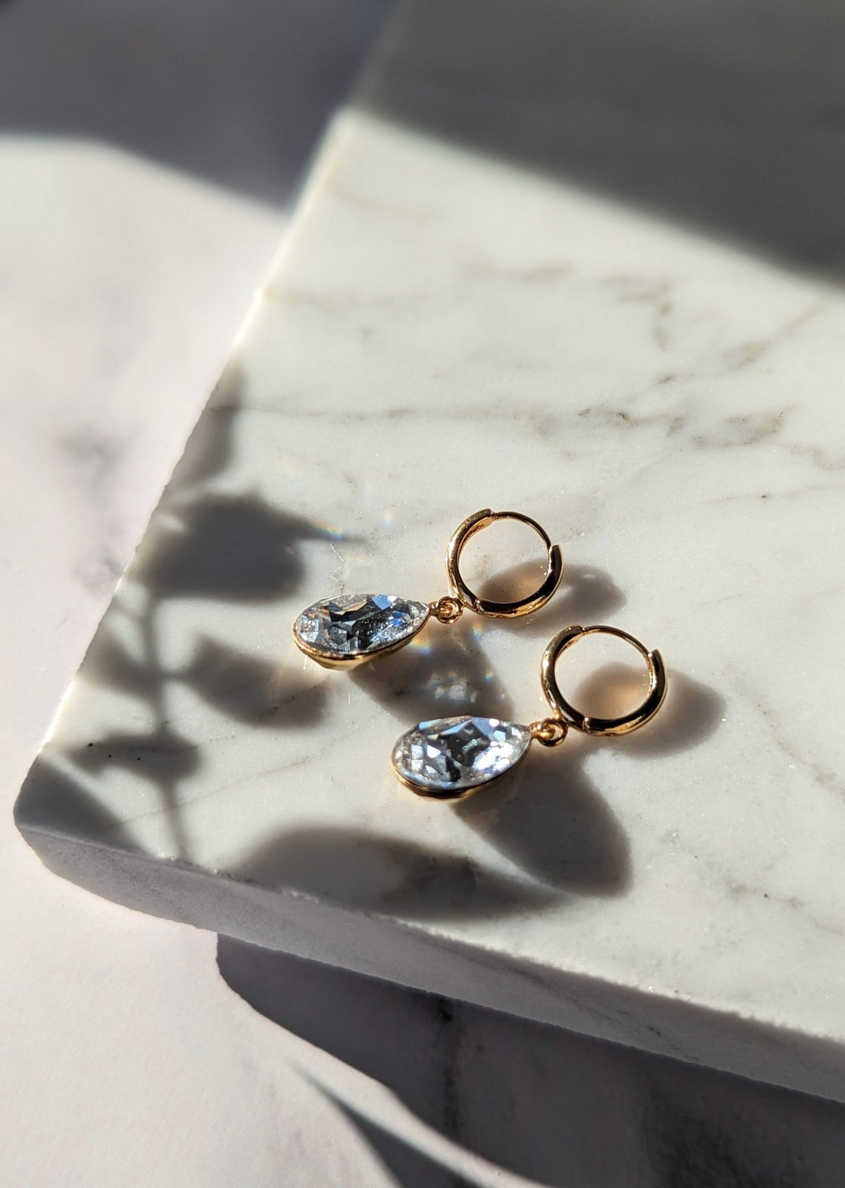 GRACIE Teardrop Crystal Hoop Earrings