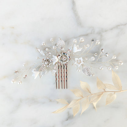 LIANNA Crystal & Pearl Floral Hair Vine