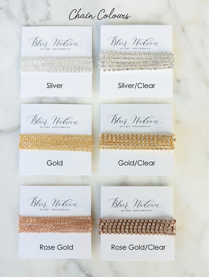 LIZA Draped Crystal Bridal Hair Chain