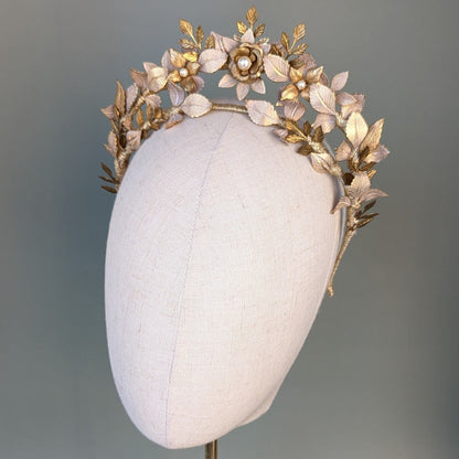 VICTORIA Double Tiered Rose Leaf Bridal Crown