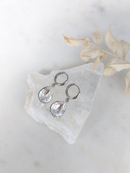 GRACIE Teardrop Crystal Hoop Earrings