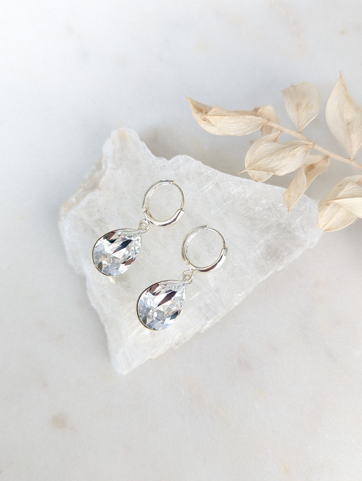 GRACIE Teardrop Crystal Hoop Earrings