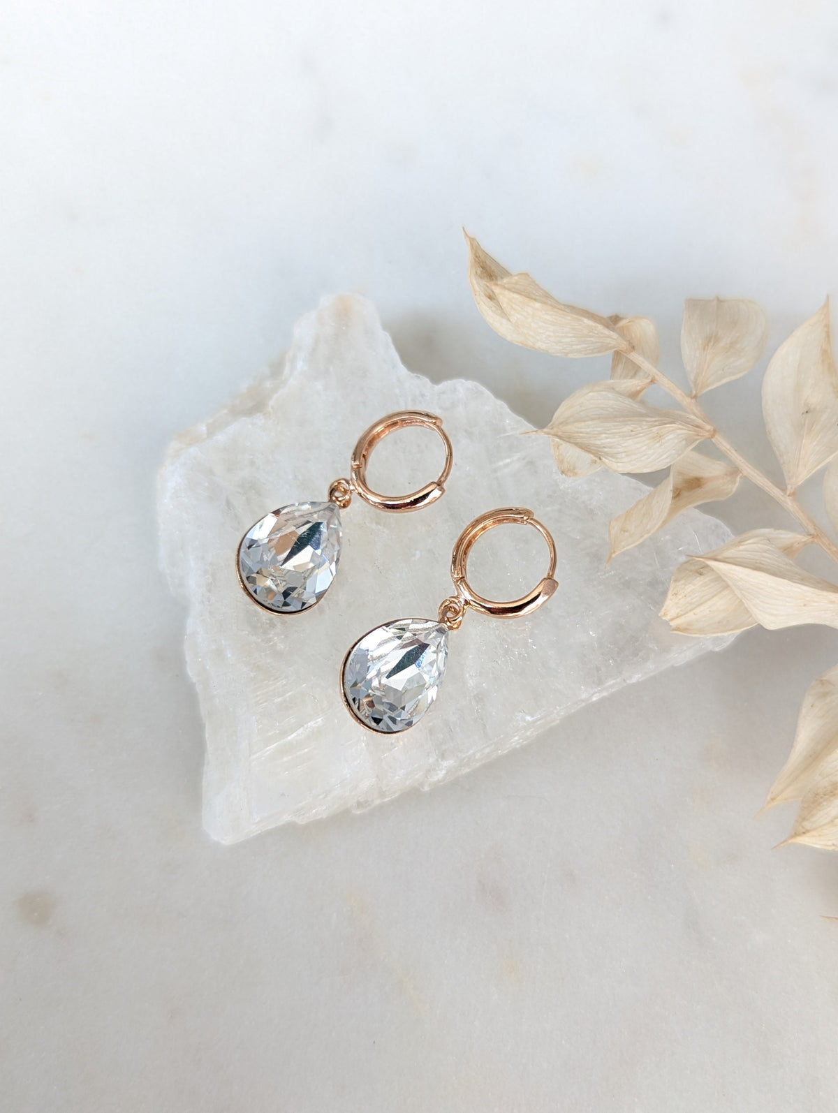GRACIE Teardrop Crystal Hoop Earrings