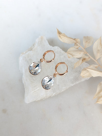 GRACIE Teardrop Crystal Hoop Earrings