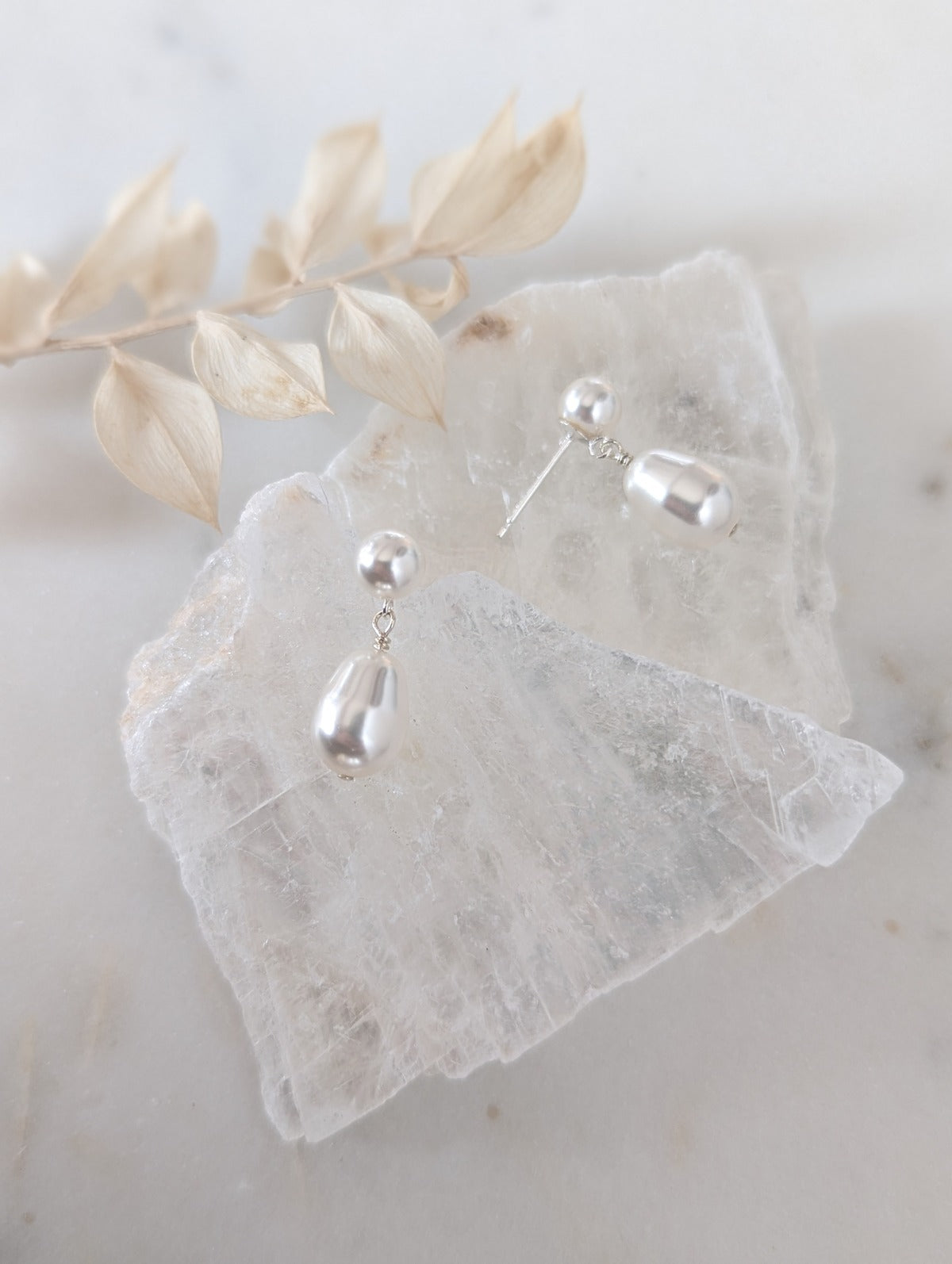 JESS Double Pearl Drop Bridal Earrings