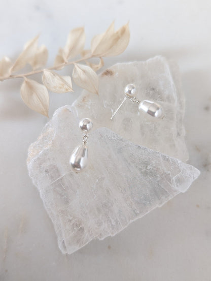 JESS Double Pearl Drop Bridal Earrings