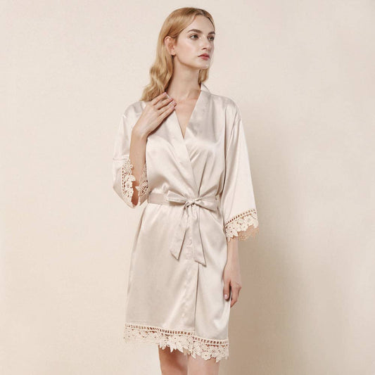 Champagne Satin Lace Robe