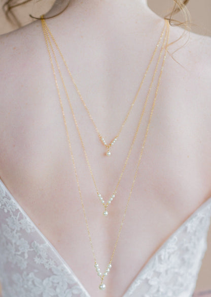 JORDAN Pearl Layered Back Necklace