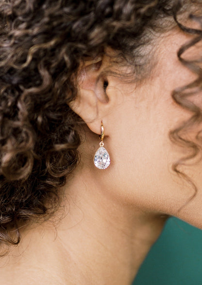 GRACIE Teardrop Crystal Hoop Earrings