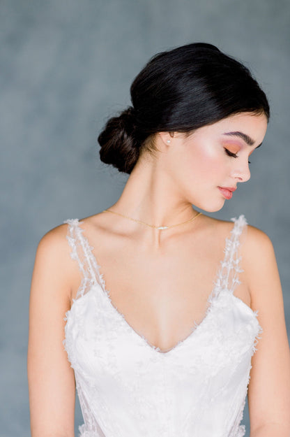 TIFFANIE Pearl & Crystal Draped Back Necklace