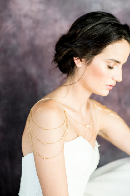 GINESSA Pearl Bridal Shoulder Necklace