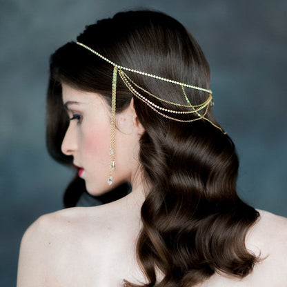 LIZA Draped Crystal Bridal Hair Chain