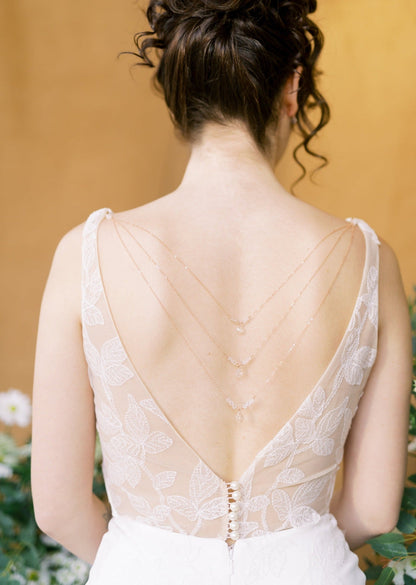 ELLIE Detachable Crystal Pearl Drop Back Jewelry for Wedding Dress