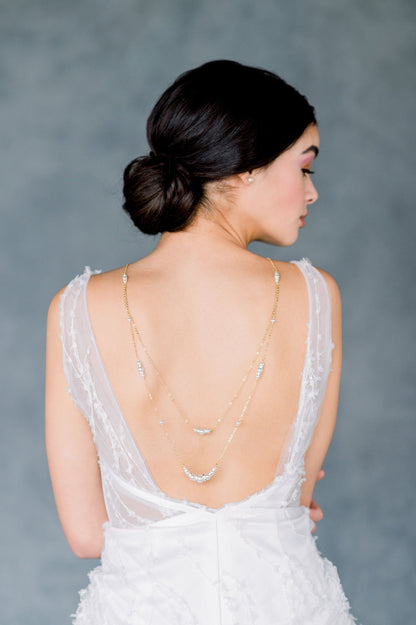 TIFFANIE Pearl & Crystal Draped Back Necklace