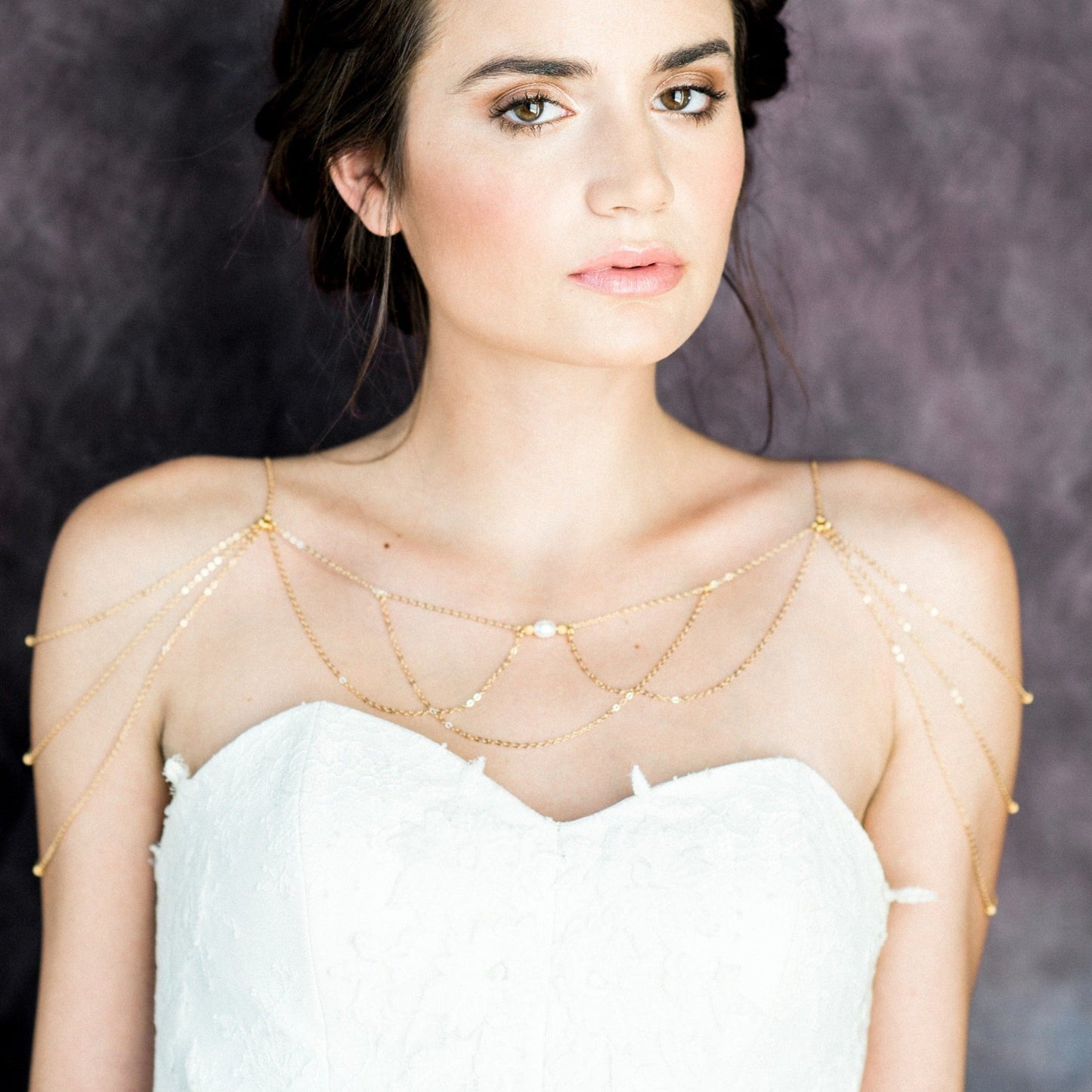 GINESSA Pearl Bridal Shoulder Necklace