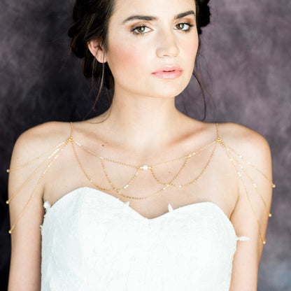 GINESSA Pearl Bridal Shoulder Necklace