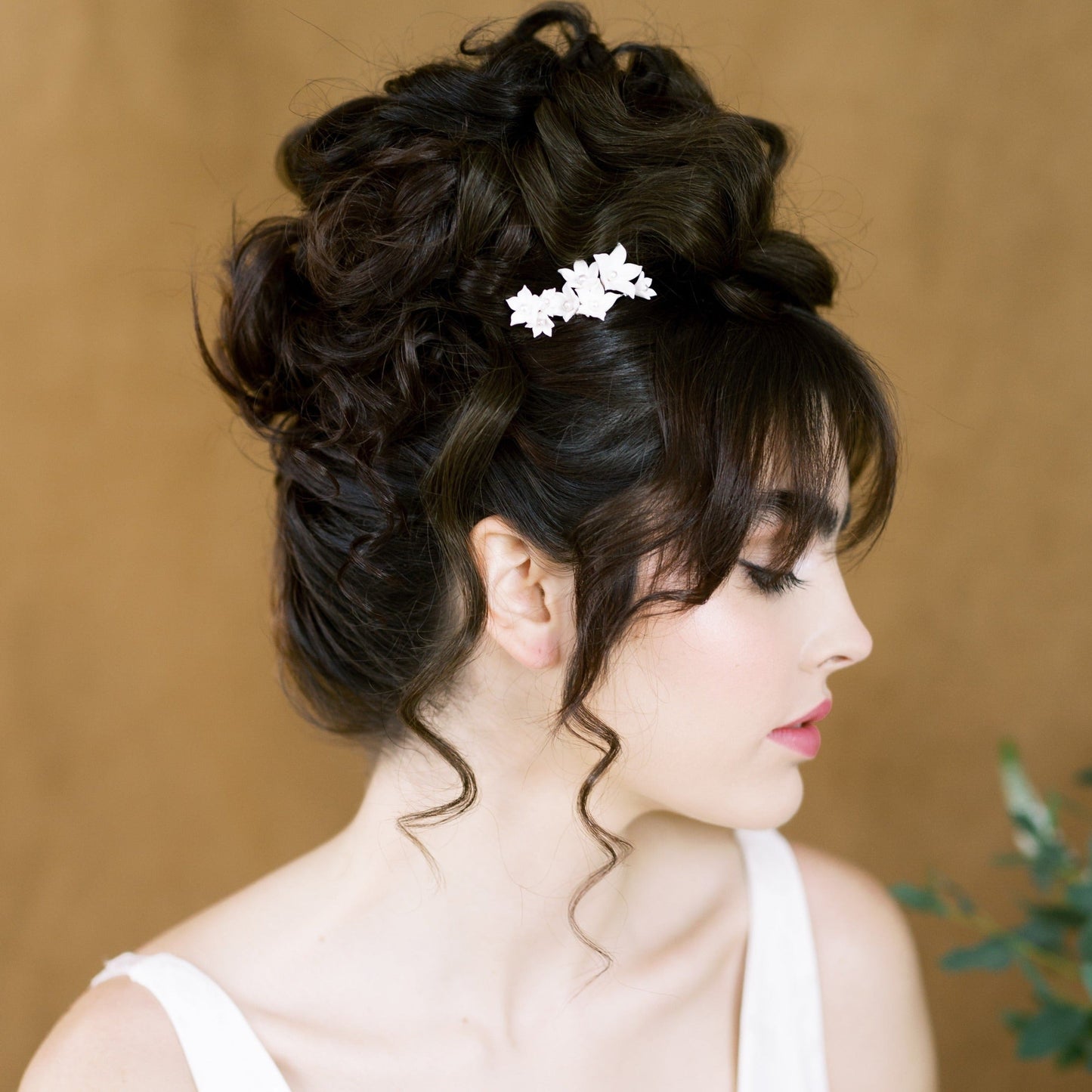 MOUNA Small Clay Flower Bridal Hair Comb