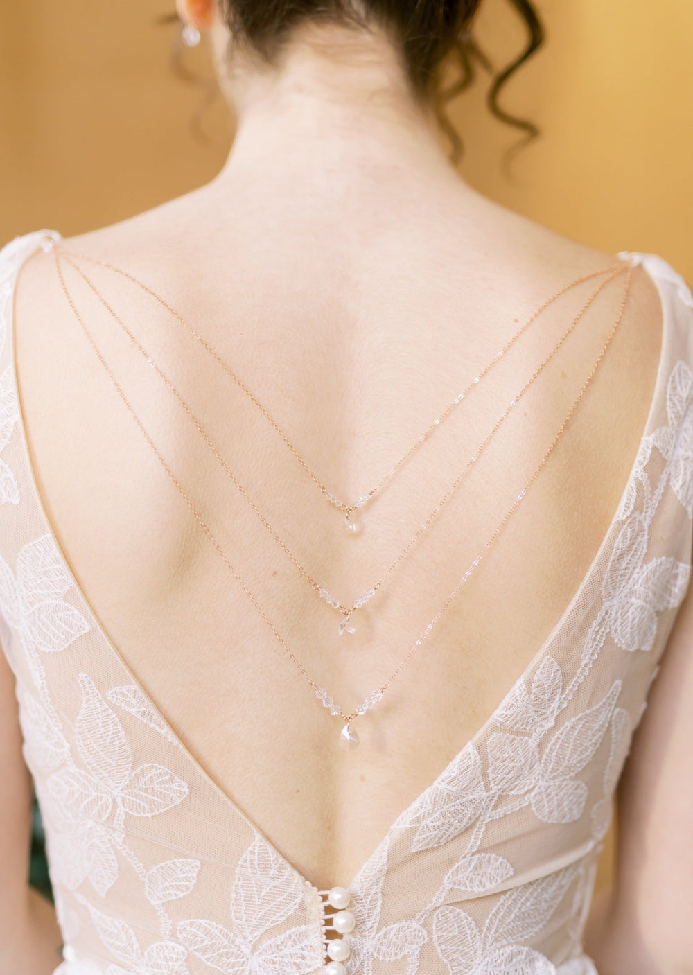ELLIE Detachable Crystal Pearl Drop Back Jewelry for Wedding Dress
