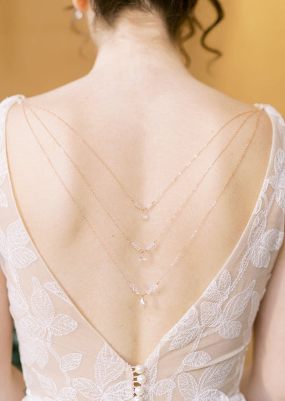 ELLIE Detachable Crystal Pearl Drop Back Jewelry for Wedding Dress