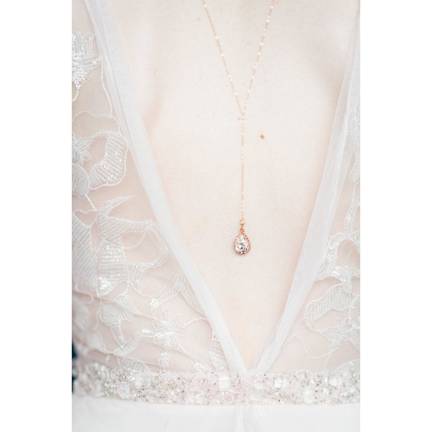 ADDISON Crystal Teardrop Pendant Back Necklace