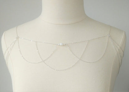 GINESSA Pearl Bridal Shoulder Necklace