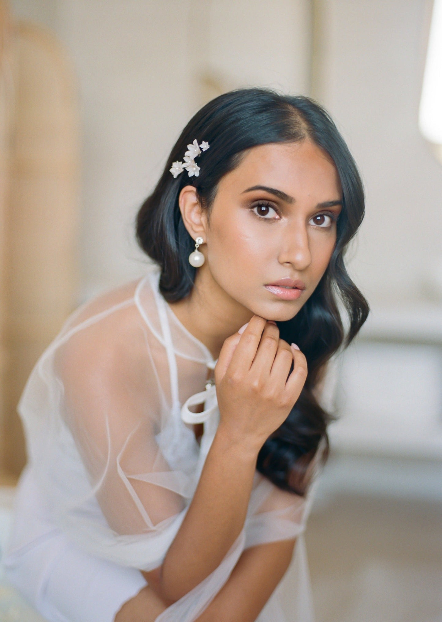 MOUNA Small Clay Flower Bridal Hair Comb