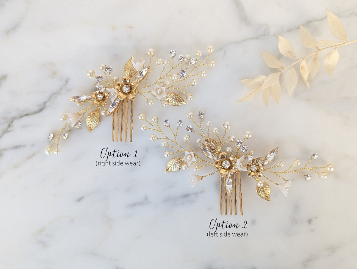 LIANNA Crystal & Pearl Floral Hair Vine