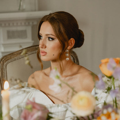 ZARAH Brass Filigree Pearl Drop Earrings