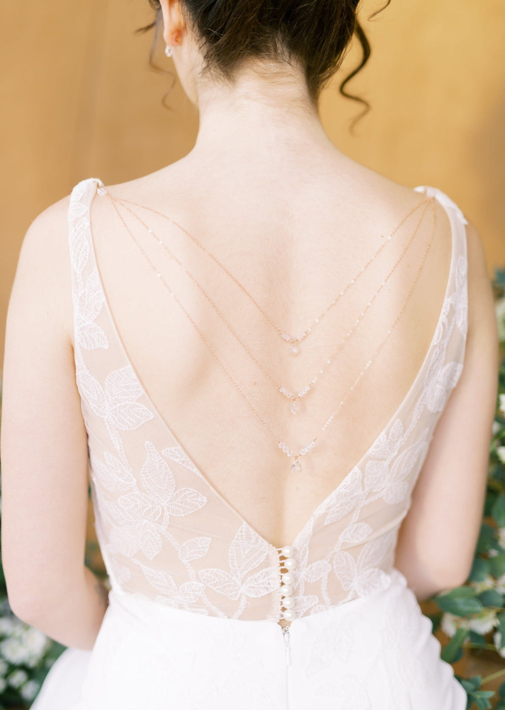 ELLIE Detachable Crystal Pearl Drop Back Jewelry for Wedding Dress