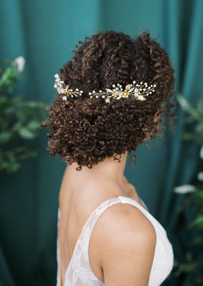 LIANNA Crystal & Pearl Floral Hair Vine